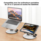 MyBat - Pied d’ordinateur portable ergonomique MyBat Pro à bouton-poussoir - compatible 10–17,3″, en alliage d’aluminium-Construction en alliage d’aluminium - Léger et durable, parfaitement adapté à un usage fréquent