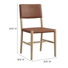 Modway Dover Wood Vegan Leather Dining Side Chairs - Natural - 2 Pack-Elm Wood Frame with H-Stretcher