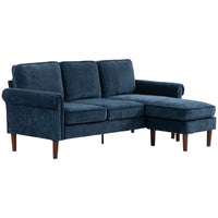 HOMCOM Changeable Sectional Sofa with Chaise Lounge and Wood Legs - Dark Blue-Space-saving L-shaped design fits snugly into the corner of the living room, bedroom, home office, etc