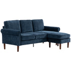 HOMCOM - Canapé sectionnel modulable avec méridienne et pieds en bois - bleu foncé-Design en forme de L, peu encombrant, s'adapte parfaitement dans le coin du salon, de la chambre, du bureau à domicile, etc
