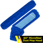 Gritt Commercial Microfiber Looped Dust Mop Pad Head - 60" x 5" - Blue-Looped fringe prevents dust from flying