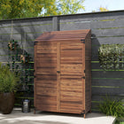 Outsunny - Armoire de rangement extérieure en bois à doubles portes - Brun mélangé-Les lattes inférieures améliorent la ventilation de l'air à l'intérieur du hangar 