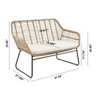 Manhattan Comfort Antibes Modern Patio 4-Person Conversation 4-Piece Set with Coffee Table - Tan/Cream-Coffee Table Measures: 37.40" Length, 21.65" Depth, 16.54" Height