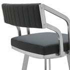 Armen Living - Capri Tabouret de Bar Moderne Pivotant de 66 cm de Hauteur de Comptoir en Métal et Similicuir Gris Ardoise-6
