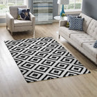 Modway Alika Abstract Diamond Trellis Area Rug - 5 ft W x 8 ft L - Black/White-Tight Low Pile Weave
