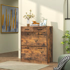 HOMCOM Entryway Cabinet with 2 Flip Drawers for 12 Pairs - Rustic Brown-Melamine coating on the particleboard surface makes it easy to clean