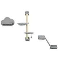 PawHut 3-Piece Cat Shelves with Hammock, Scratching Posts and Jump Platforms-Includes jumping platforms, scratching posts, a ramp and a hammock 