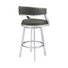 Armen Living Saturn 26" Counter Height Swivel Bar Stool in Grey Faux Leather & Brushed Stainless Steel-4