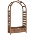 Outsunny - jardinière surélevée avec treillis en arche effet bois brun foncé-Conçu pour les plantes grimpantes, les vignes ou les pots suspendus
