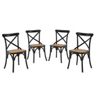 Modway Gear Dining Side Chair - Black - 4 Pack-Tapered legs