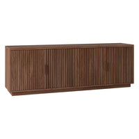 Hudson&Canal Mero Rectangular Fluted TV Stand for TV's up to 75" - Satin Walnut-A transitional design accommodates TVs up to 75" for your entertaining space