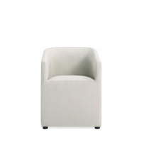 Manhattan Comfort - Chaise de salle à manger moderne Anna ronde 23,23 po avec accoudoirs, revêtement en similicuir, gris pierre-Chaise de salle à manger moderne pour salle à manger et usage de travail
