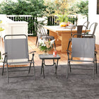 Outsunny Folding Bistro Set with Adjustable Backs - Grey-Chair features two-level adjustable back and wide seating and curved arms 