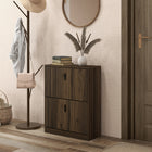 HOMCOM Shoe Cabinet with 2 Flip Drawers & Adjustable Shelves for 12 Pairs - Walnut-Holds up to 12 pairs of shoes