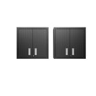 Manhattan Comfort Fortress Modern Garage Cabinet 2-Piece Set - 30" W x 30.3" H - Charcoal Grey-Floating Diamond Shape Textured Wall Garage Cabinet