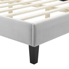 Modway Sienna Performance Velvet Full Platform Bed with Black Wood Legs - Light Grey-Black Wood Legs With Non-Marking Caps