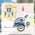 Aosom - Remorque de vélo pour chien 2-en-1 poussette pour animal avec auvent et poches de rangement bleu-Fenêtres en maille et toit ouvrant pour une bonne ventilation et permettre aux animaux de regarder à l'extérieur 