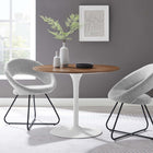 Modway Pursuit 40" Dining Table - Walnut White-Chip-Resistant Metal Pedestal Base