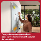 TRU RED - Tableau blanc magnétique incurvé ergonomique en verre à effacement sec - 48 po x 36 po-Conception sans cadre et chic pour les espaces modernes 