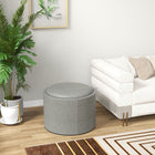 HOMCOM Round Tray Top Coffee Table with Storage and Upholstery - Grey-Thick sponge padding with breathable linen surface for comfort