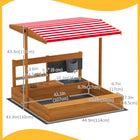 Outsunny Kids Wooden Sandbox with Cover and Height Adjustable Canopy - 45" L x 43" W x 43" H - Red-The height and angle of the canopy can be adjusted 