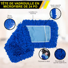 Gritt Commercial - Tête de vadrouille à poussière en microfibre bouclée - 24 po x 5 po - Bleu-Offre une meilleure élimination des bactéries que les vadrouilles en coton traditionnelles