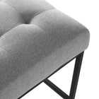 Modway Privy Black Stainless Steel Upholstered Fabric Bar Stool - Black Light Gray-Bar Stool Weight Capacity: 331 lb