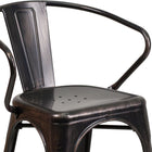 Flash Furniture – Chaise en métal avec accoudoirs pour l’intérieur et l’extérieur, noir/or patiné (CH31270BQ)-Appuis-bras intégrés