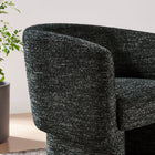 Modway - Muse Tissu Boucle Chaise d’accent en tonneau - Charbon de bois-Glissières de plancher sans marquage