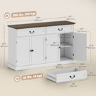 HOMCOM 55.1" L Sideboard Buffet Cabinet with Charging Station - White Wood Grain-Strong 1"/2.5 cm top and pedestal base support up to 190 lb./86 kg, with anti-tipping kits for added safety