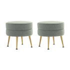 Manhattan Comfort - Bailey pouf rembourré style milieu du siècle 18,11" en mélange de polyester - vert sauge avec pieds dorés - lot de 2-Ottoman moderne du milieu du siècle parfait pour une utilisation dans le salon