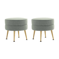 Manhattan Comfort - Bailey pouf rembourré style milieu du siècle 18,11" en mélange de polyester - vert sauge avec pieds dorés - lot de 2-Ottoman moderne du milieu du siècle parfait pour une utilisation dans le salon