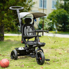 Qaba - Tricycle pour tout-petit 4 en 1 - gris-Canopy réglable en continu et détachable 