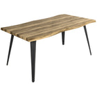 Homy Casa 63"W Live Edge Office Desk - Walnut-Stylish live edge design adds natural rustic charm to any office
