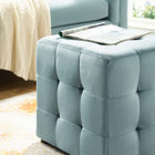 Modway Contour Tufted Cube Performance Velvet Ottoman - Light Blue-Durable Stain-Resistant Fabric