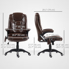 Vinsetto Massage Office Chair with 6-Point Vibration - Dark Brown-PU leather surface is waterproof and easy to maintain