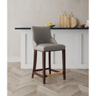 Manhattan Comfort Shubert 22.64" Modern Leatherette Upholstered Counter Stool - Dark Taupe-Frame Made of Solid Beech Wood with Rich Dark Finish - Features a Gold Metal Foot Plate