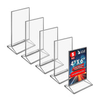 Azar - Porte-cartes de bureau/comptoir à chargement supérieur/latéral en acrylique - Transparent - Paquet de 5 (152792-SLV-5PK)-Vendu en paquets de 5