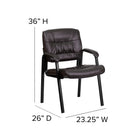 Flash Furniture – Chaise de réception/d’invité en cuir avec une structure finie noire, brun-Le siège en cascade réduit la tension des jambes
