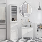 Kleankin Storage Cabinet with Multiple Shelves & Drawer - White-Elegant design and pure colour will perfectly fit most room space    