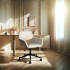 Homy Casa - Chaise de bureau moderne réglable en tissu chenille beige avec base noire-Design Ergonomique : Le design ergonomique de la chaise offre un soutien supérieur et favorise une meilleure posture pendant de longues heures de travail