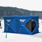 Outsunny 5-8 Person Pop-up Ice Fishing Shelter Tent - Blue-Solid fiberglass poles in superior strength to hold the tent up 