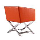 Manhattan Comfort Hollywood 25.6" Contemporary Faux Leather Upholstered Accent Chair - Orange and Polished Chrome - 2 Pack-Delivered to you Fully Assembled! No Assembly Required