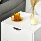 HOMCOM - Table de nuit moderne avec 2 tiroirs et pieds en bois - blanc-Matériaux : Panneau de particules, bois de pin 