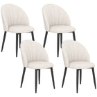 HOMCOM Dining Chairs with Metal Legs for Kitchen - Cream White - Set of 4-Set of four chairs enhances matching home décor