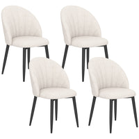HOMCOM Dining Chairs with Metal Legs for Kitchen - Cream White - Set of 4-Set of four chairs enhances matching home décor
