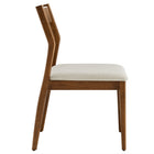 Modway - Solara Bois en tissu Fauteuils d’accompagnement à manger Ensemble de 2 - Noyer Tissage de bruyère beige-7