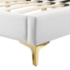 Modway - Sienna Lit plateforme Queen en velours haute performance avec pieds en métal doré - Blanc-Capacité de poids du cadre de lit : 800 lb