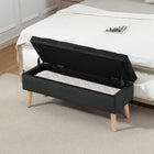 HOMCOM - Banc ottoman de rangement rembourré avec pieds en bois - noir-Le rangement caché sous le couvercle garde les couvertures et les coussins bien rangés   