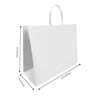 Reliabag Paper Bags - Twist Handles - 16" W x 6" D x 12" H - White - 250 Pack-Made by the premium white kraft paper with the re-enforced flat bottom